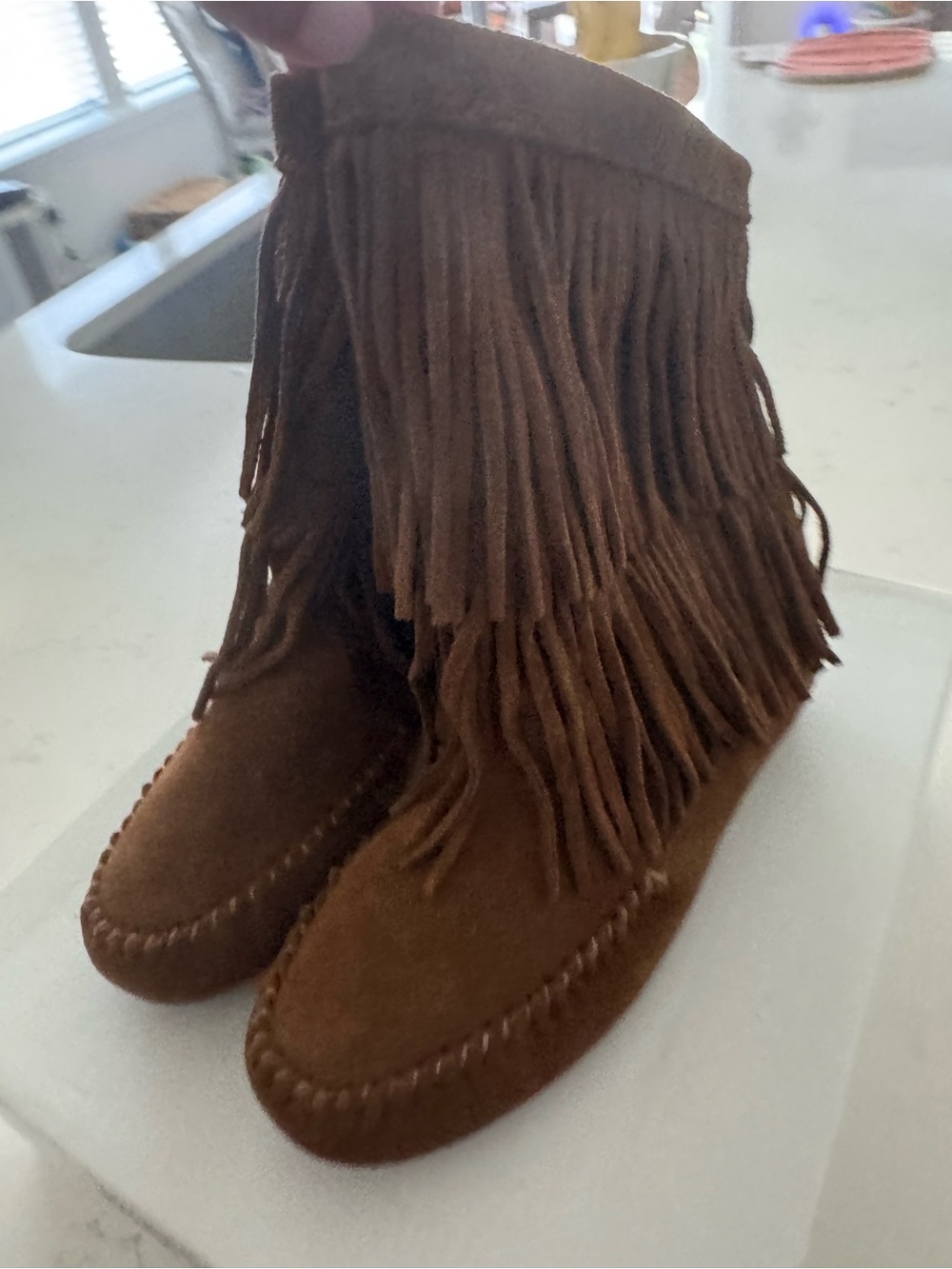 Minnetonka Dusty Brown Suede Fringe Boots